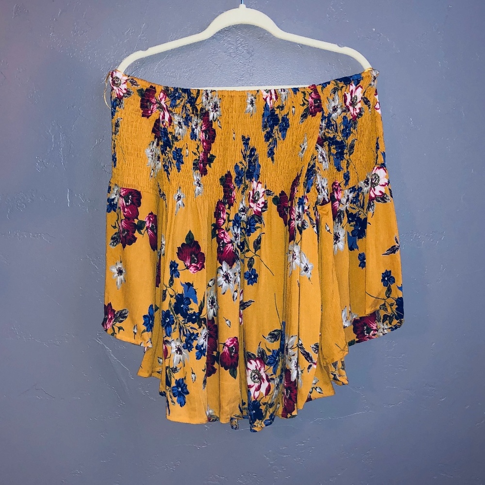 Off-the-shoulder floral peasant top